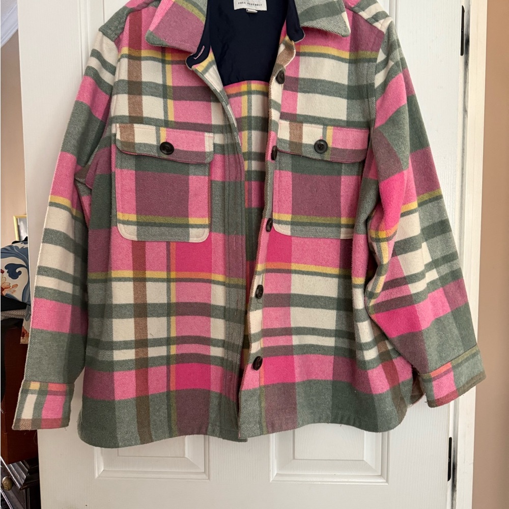 Free assembly Pink and Green Plaid Jacket